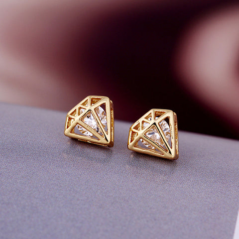 Gold Diamond Shaped Earrings
