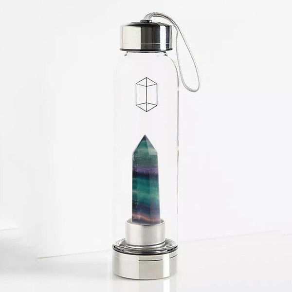 100% Natural Crystal Quartz Gemstone Glass Water Bottle