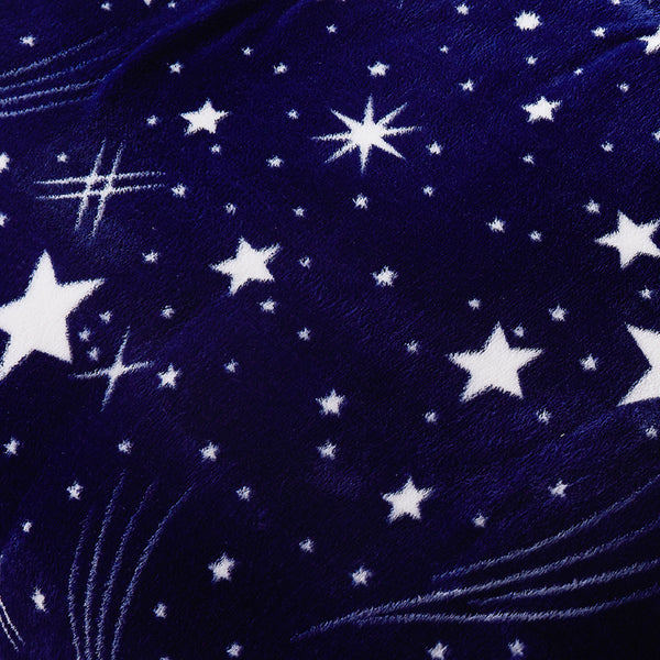 This navy blue fleece throw will sparkle in any room. Perfect choice for a dorm room, or in a room for a kid fascinated by space.  Would also be great to spread on a lawn for a picnic under the night sky!