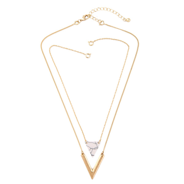 Marble Triangle Layered Necklace