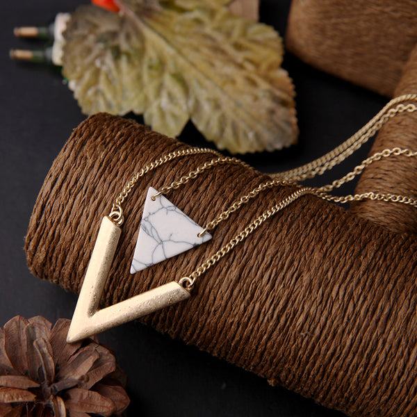 Marble Triangle Layered Necklace