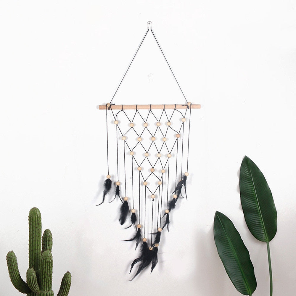 Release your inner hippie with this Macrame woven wall hanging tapestry.  Made of wood and cotton, it is machine washable and easy to match to all kinds of room styles. Its delicated intricate design makes it the perfect gift for friends and family!