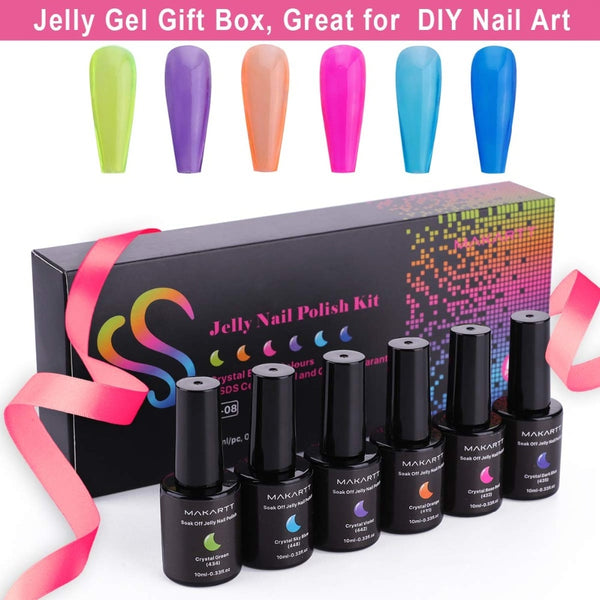 Shiny Crystal Rainbow Gel Nail Kit 6PCS