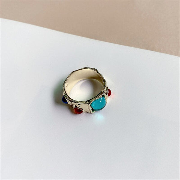 Colorful Vintage Baroque Premium Gold-Plated Crystal Rhinestone Rings