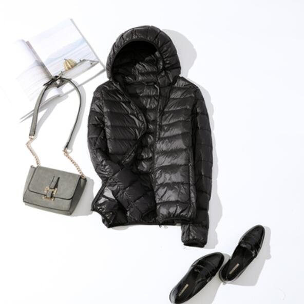 90% Ultra Light Puffer Portable Winter Jacket For Women with Hood