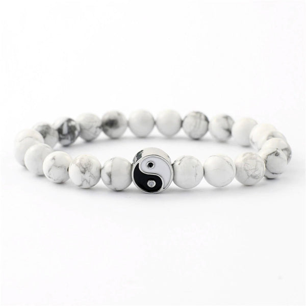Distance Bracelet  White and Black Yin Yang Beaded Bracelets for Men Women